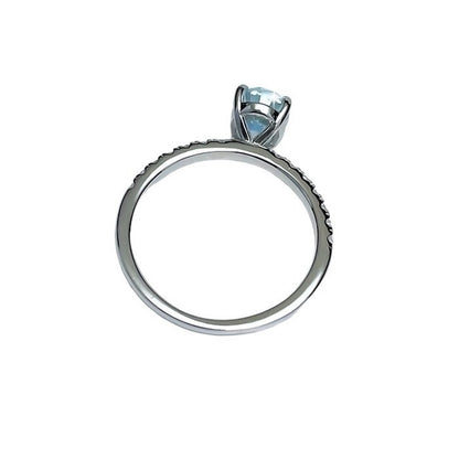 Oval Crushed Ice Blue Aquamarine Fancy Solitaire Ring 1.5ct