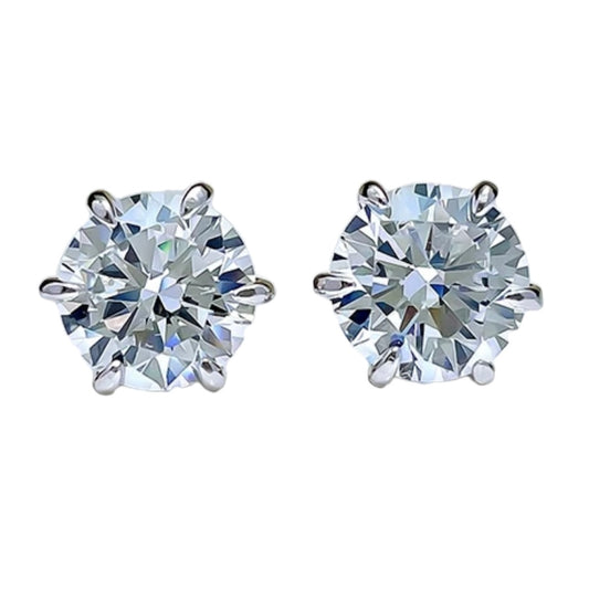 Round Brilliant Diamond Stud Earrings 2ct Each