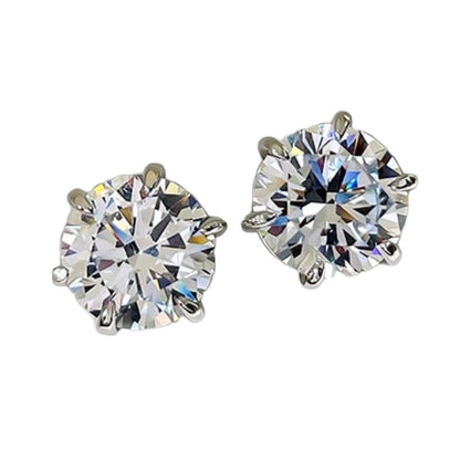 Round Brilliant Diamond Stud Earrings 2ct Each