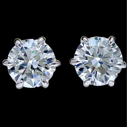 Round Brilliant Diamond Stud Earrings 2ct Each