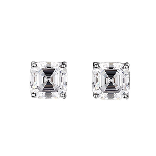 Square Asscher Cut Diamond Stud Earrings 1.5ct