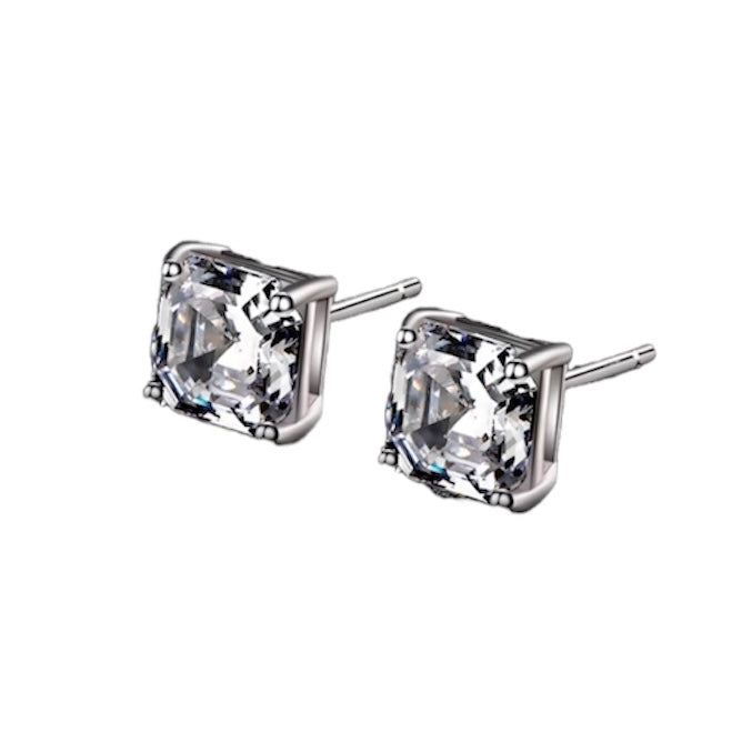 Square Asscher Cut Diamond Stud Earrings 1.5ct