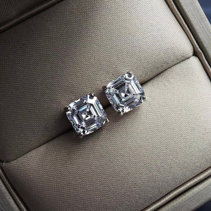 Square Asscher Cut Diamond Stud Earrings 1.5ct