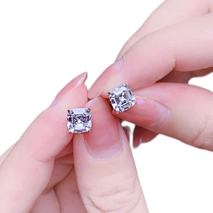 Square Asscher Cut Diamond Stud Earrings 1.5ct