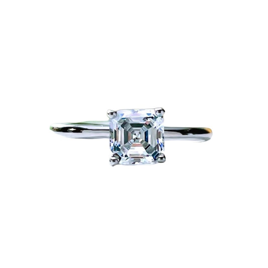 Square Asscher Cut Diamond Solitaire Ring 1ct