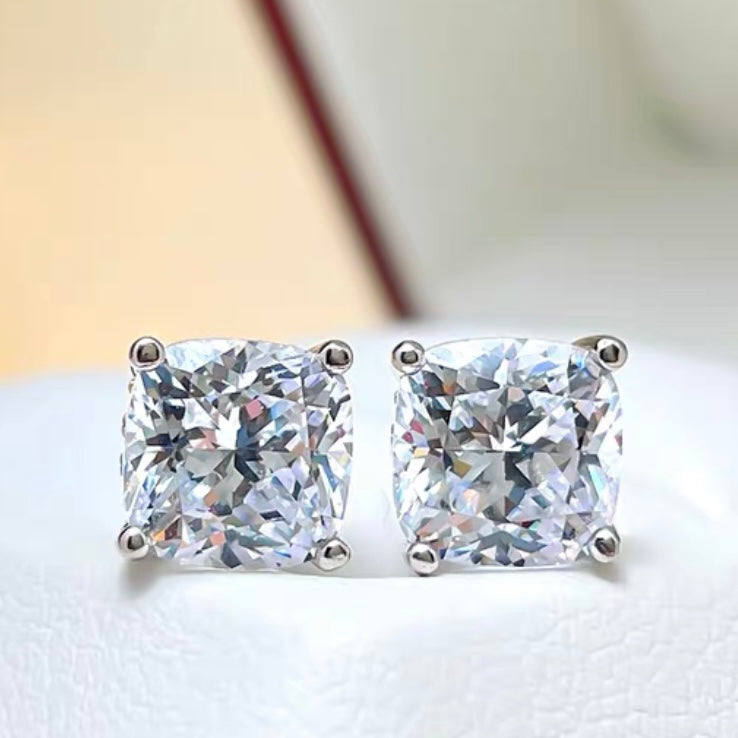 Cushion Cut Diamond Stud Earrings 2ct