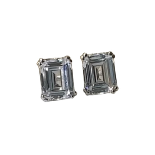 Emerald Cut Diamond Stud Earrings 4ct Each