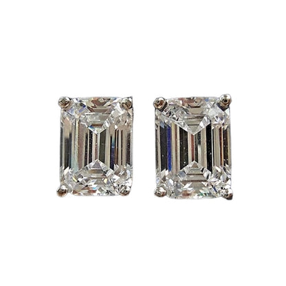 Emerald Cut Diamond Stud Earrings 2ct Each