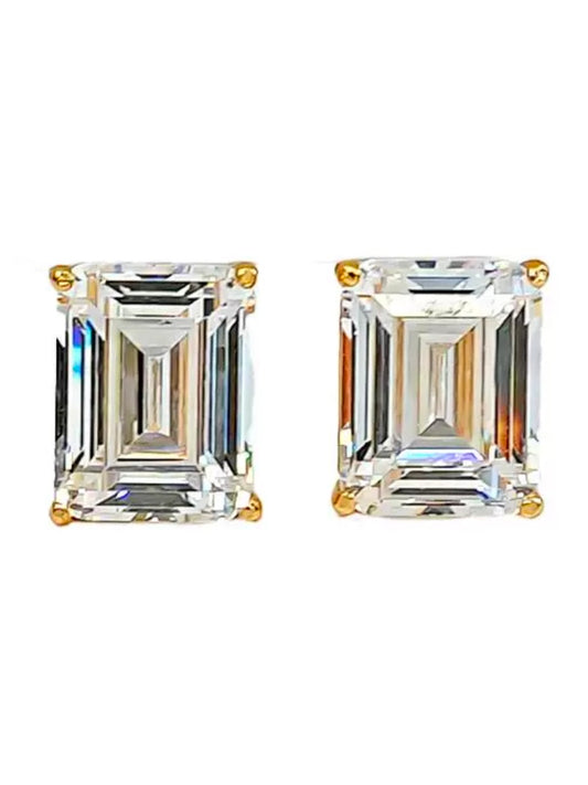 Emerald Cut Diamond Stud Earrings 3ct Each