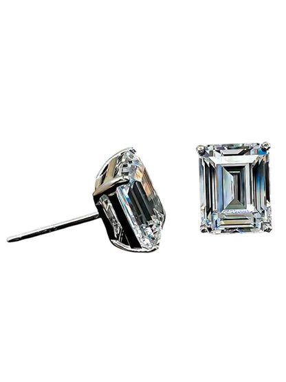 Emerald Cut Diamond Stud Earrings 3ct Each