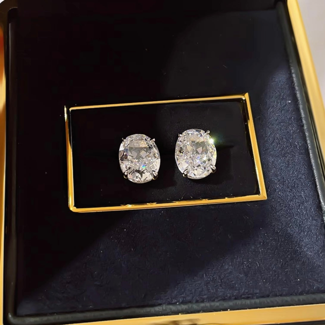 Oval Diamond Classic Stud Earrings 4ct Each