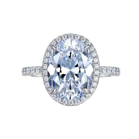 Oval Diamond Fancy Halo Solitaire Ring 5ct