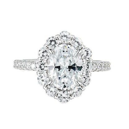 Oval Diamond Halo Fancy Solitaire Ring 3ct