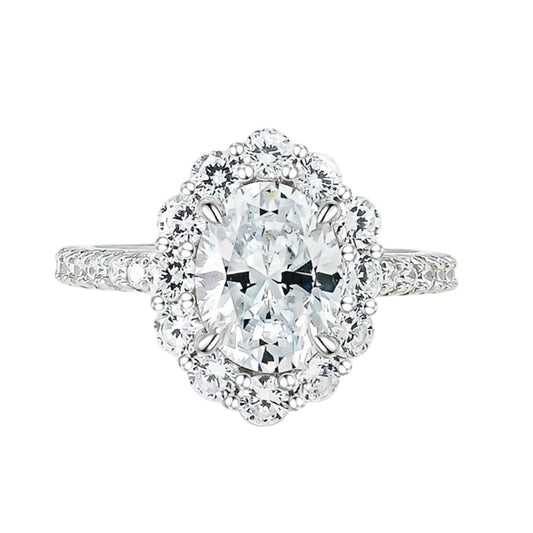 Oval Diamond Halo Fancy Solitaire Ring 3ct