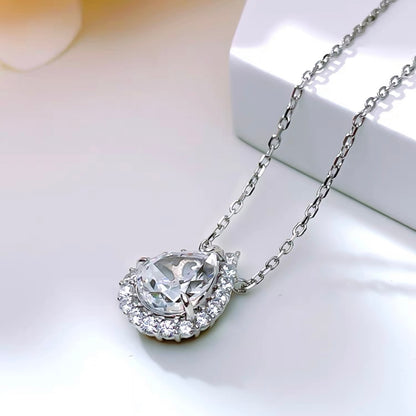 Pear Diamond Halo Fancy Pendant Necklace 3ct