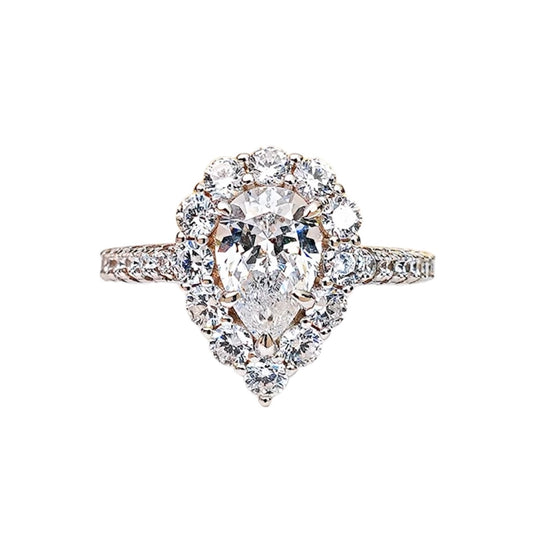 Pear Diamond Halo Fancy Solitaire Ring 2ct