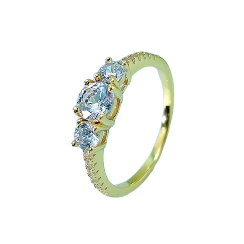 Round Brilliant Diamond Three Stone Ring 0.5ct