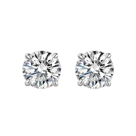 Round Brilliant Diamond Fancy Halo Stud Earrings 1.5ct Each