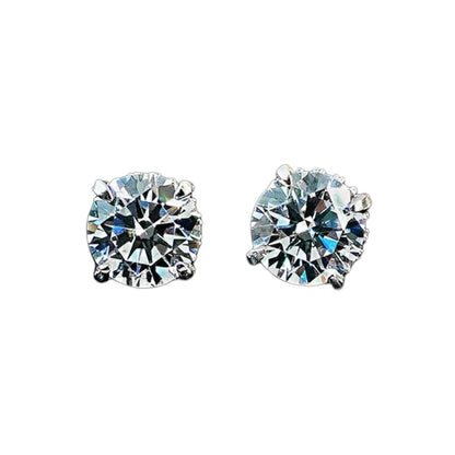 Round Brilliant Diamond Fancy Halo Stud Earrings 1.5ct Each