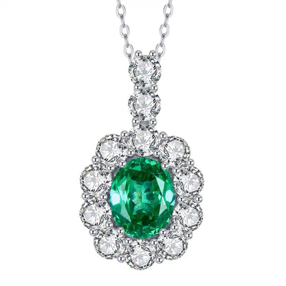 Oval Cut Fancy Green Diamond Halo Fancy Pendant Necklace 4ct