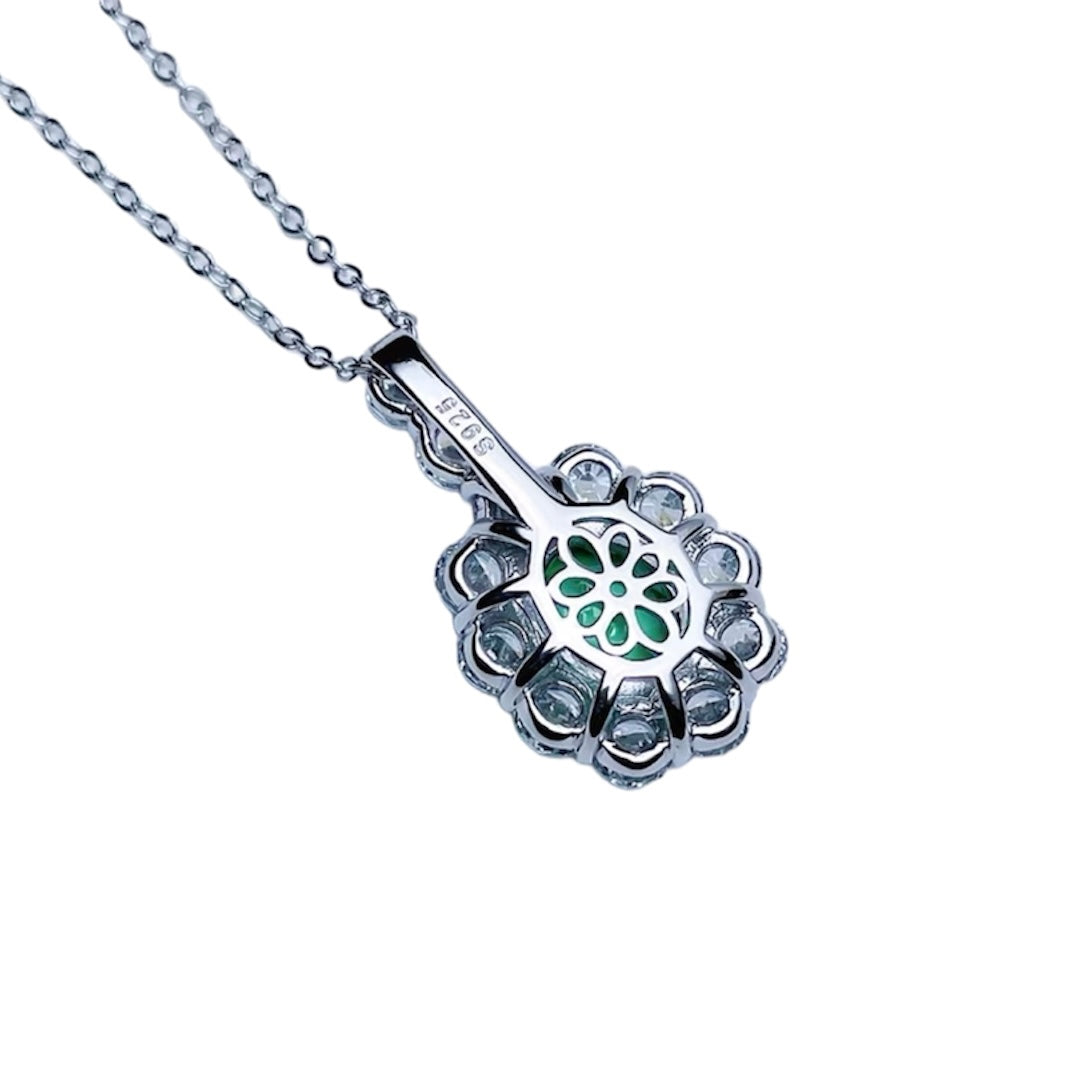 Oval Cut Fancy Green Diamond Halo Fancy Pendant Necklace 4ct