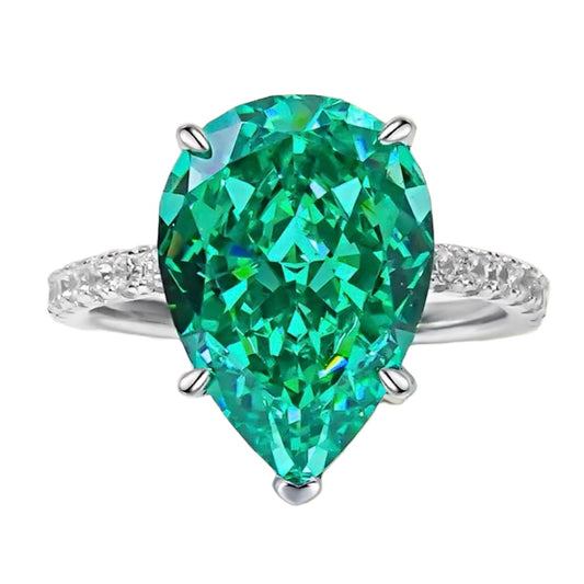 Pear Cut Fancy Vivid Green Diamond Fancy Solitaire Ring 8ct