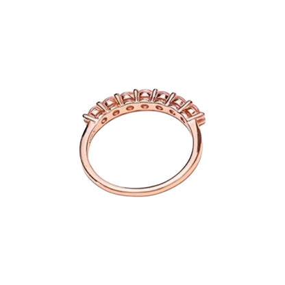 Round Brilliant Fancy Pink Diamond 7 Stones Stackable Ring 3mm