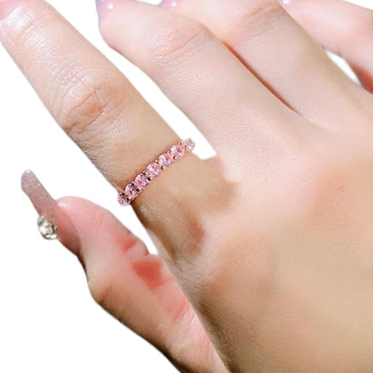 Round Brilliant Fancy Pink Diamond 7 Stones Stackable Ring 3mm