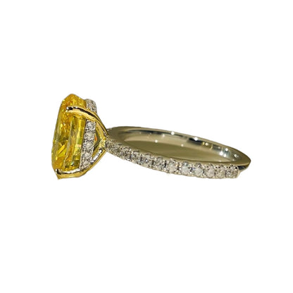 Oval Crushed Ice Fancy Yellow Diamond Fancy Solitaire Ring 5ct