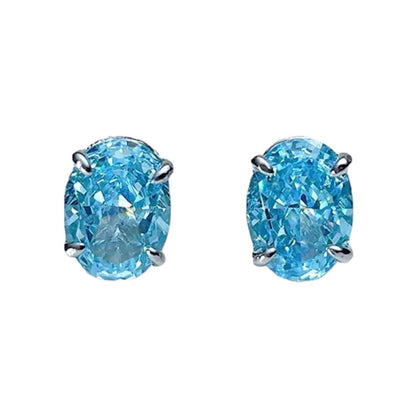 Oval Crushed Ice Blue Aquamarine Stud Earrings 1.5ct each