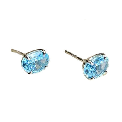 Oval Crushed Ice Blue Aquamarine Stud Earrings 1.5ct each