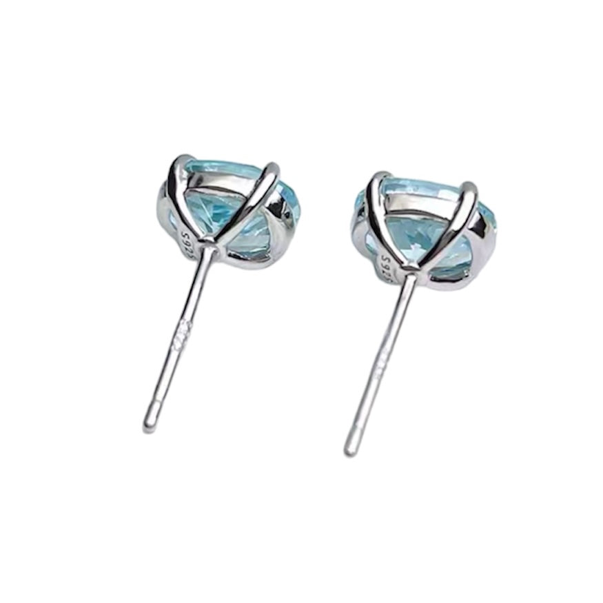 Oval Crushed Ice Blue Aquamarine Stud Earrings 1.5ct each