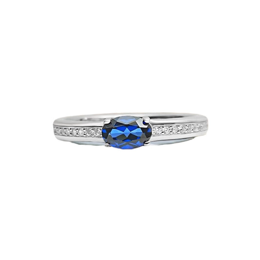 Oval Blue Sapphire Diamonds Solitaire Fancy Ring