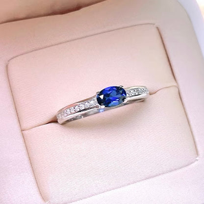 Oval Blue Sapphire Diamonds Solitaire Fancy Ring