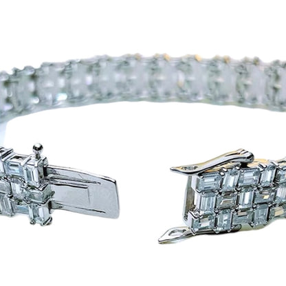 Emerald Cut Luxury 3 Rows Diamonds Tennis Bracelet 9mm