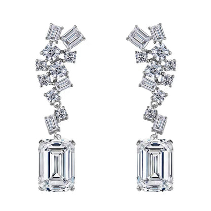 Emerald Cut Luxury Diamond Dangle Earrings 7ct Each