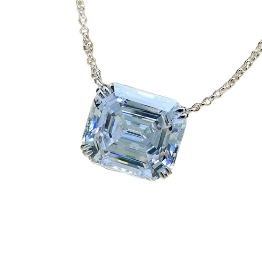 Emerald Cut Luxury Diamond Pendant Necklace 14ct