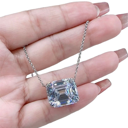 Emerald Cut Luxury Diamond Pendant Necklace 14ct