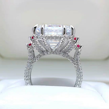 Emerald Cut Luxury Diamond Red Ruby Accent Solitaire Ring 19ct