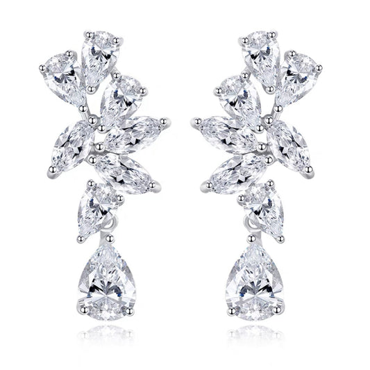 Pear Marquise Cuts Luxury Diamond Drop Dangle Cluster Earrings