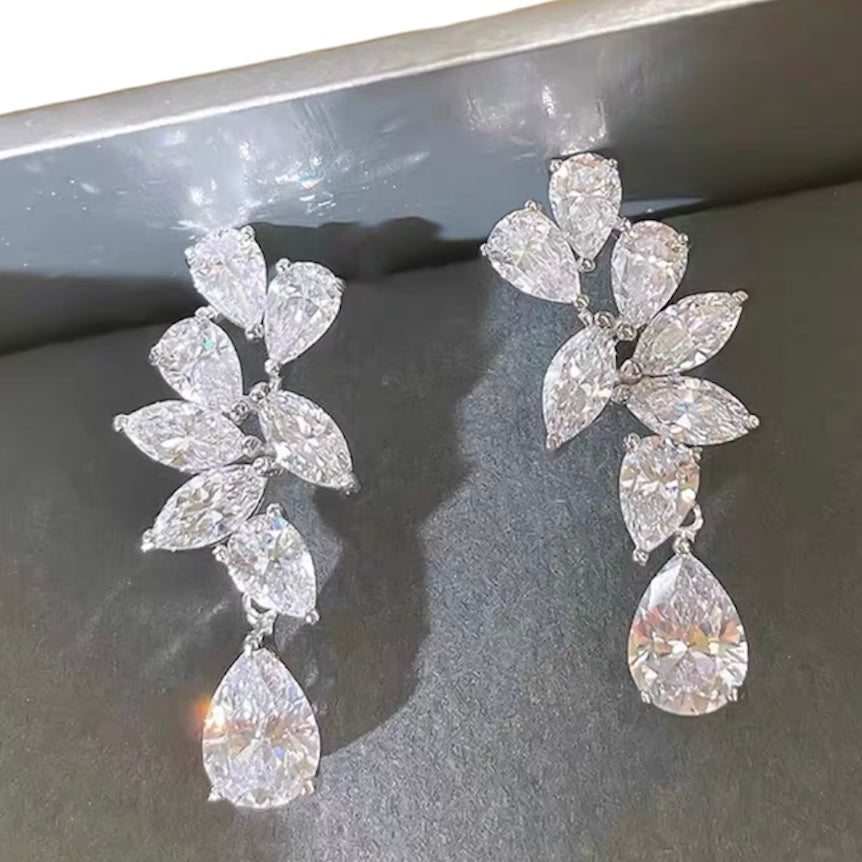 Pear Marquise Cuts Luxury Diamond Drop Dangle Cluster Earrings