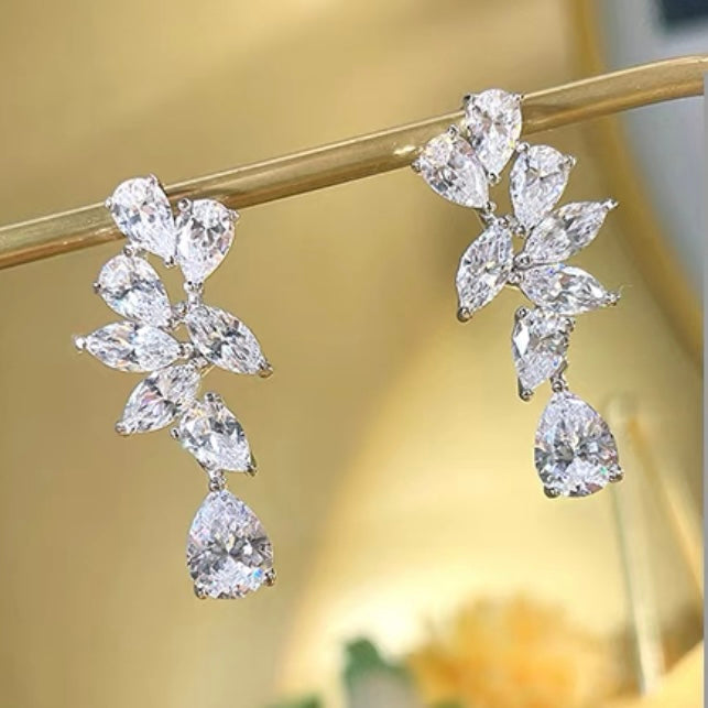 Pear Marquise Cuts Luxury Diamond Drop Dangle Cluster Earrings