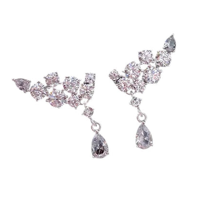 Pear Round Brilliant Cuts Luxury Diamond Drop Dangle Cluster Earrings