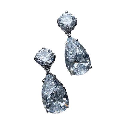 Pear Round Brilliant Cuts Luxury Diamond Drop Dangle Earrings 12ct