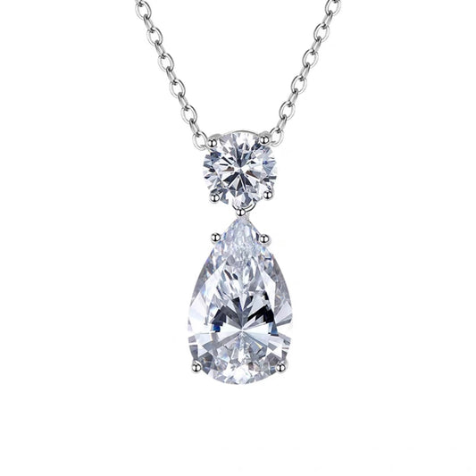 Pear Round Brilliant Cuts Luxury Diamond Drop Pendant 12ct