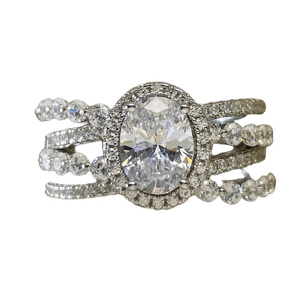 Oval Luxury Diamond Halo Fancy Solitaire Ring 2ct