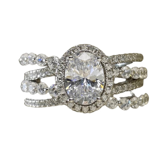 Oval Luxury Diamond Halo Fancy Solitaire Ring 2ct