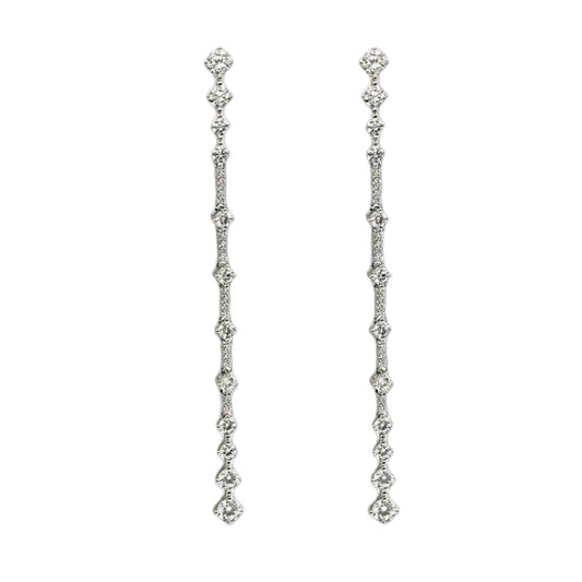 Round Brilliant Luxury Diamond Long Drop Earrings 75mm