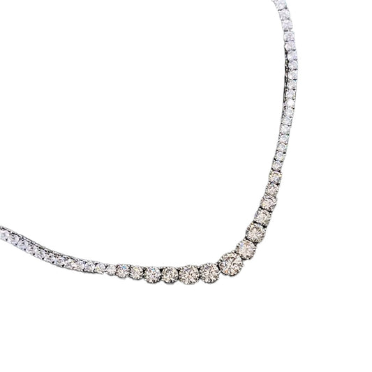 Round Brilliant Luxury Diamond Graduated Tennis Necklace 1.5ct