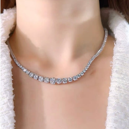 Round Brilliant Luxury Diamond Graduated Tennis Necklace 1.5ct